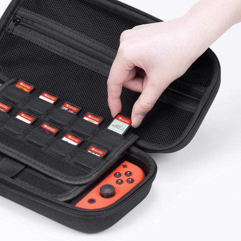 Nintendo Switchケース Nintendo Switch Nintendo Switch Lite セミハードケース ゲームカード20枚収納 大容量 取っ手付き EZ2-NSW010BK｜esupply｜16