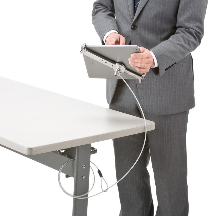 セキュリティワイヤー タブレット・iPad用 7インチ〜10インチ対応　シルバー 盗難防止 EZ2-SL019SV | SANWA SUPPLY | 12