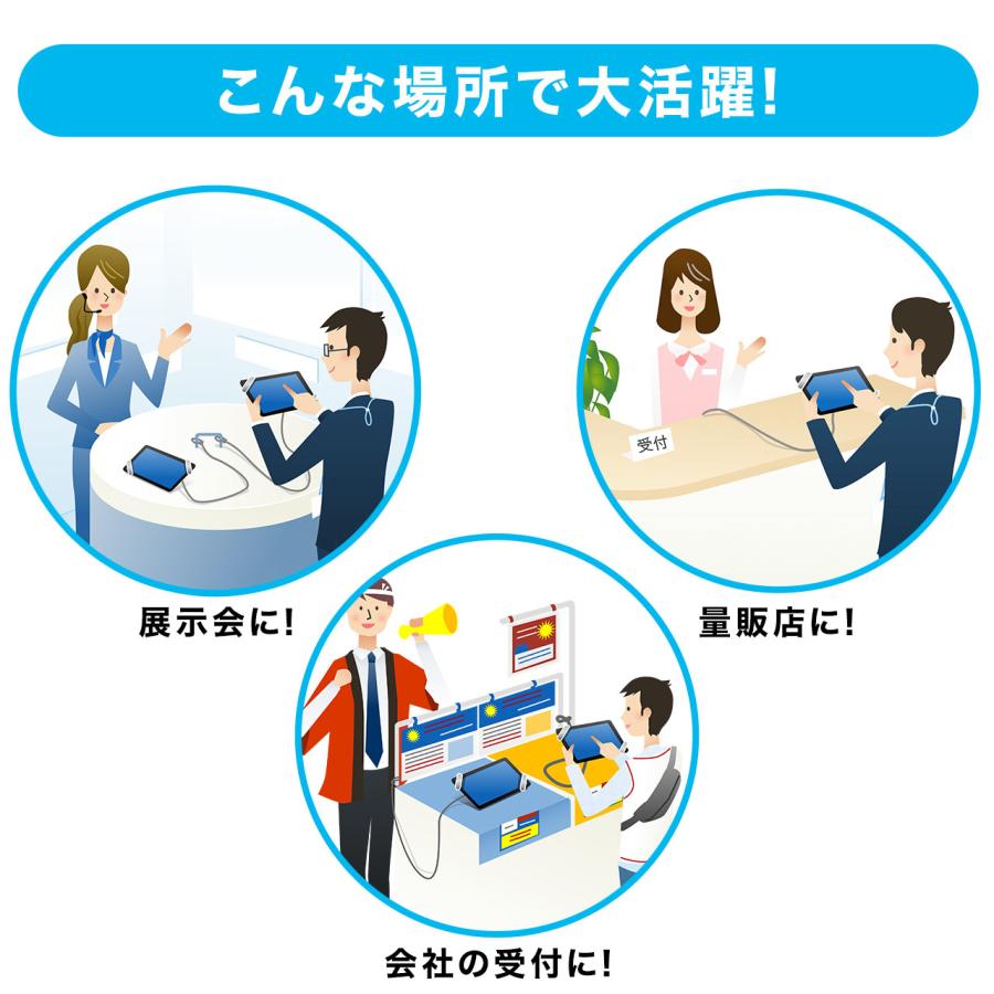 セキュリティワイヤー タブレット・iPad用 7インチ〜10インチ対応　シルバー 盗難防止 EZ2-SL019SV | SANWA SUPPLY | 03