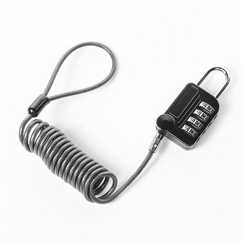 SANWA SUPPLY カールコード一体型南京錠 バッグ・サドル盗難防止