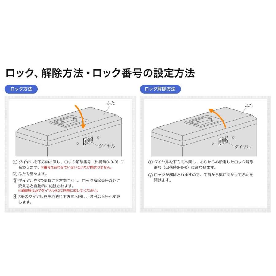 鍵付きファイルボックス 小型 ダイヤル錠内蔵 A4ファイル収納 書類分類シート付 マイナンバー・セキュリティ対策 取手付き EZ2-SL035GY|esupply|11