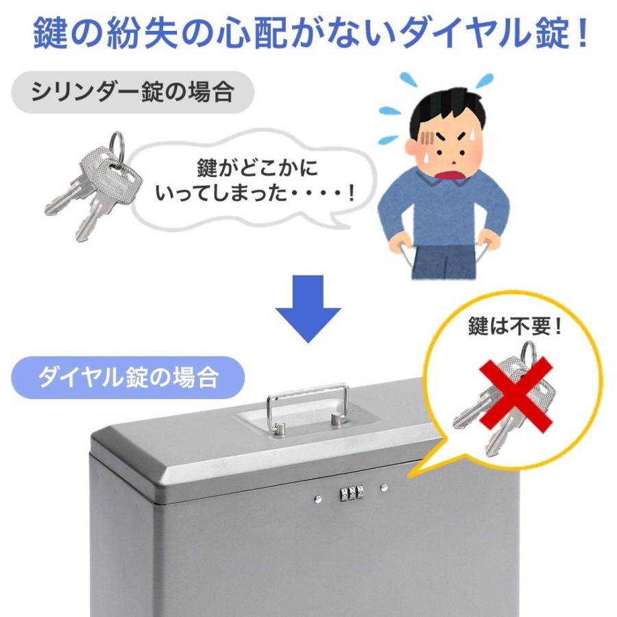 鍵付きファイルボックス 小型 ダイヤル錠内蔵 A4ファイル収納 書類分類シート付 マイナンバー・セキュリティ対策 取手付き EZ2-SL035GY|esupply|06