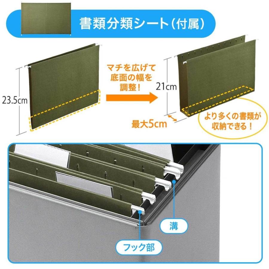 鍵付きファイルボックス 小型 ダイヤル錠内蔵 A4ファイル収納 書類分類シート付 マイナンバー・セキュリティ対策 取手付き EZ2-SL035GY｜esupply｜09