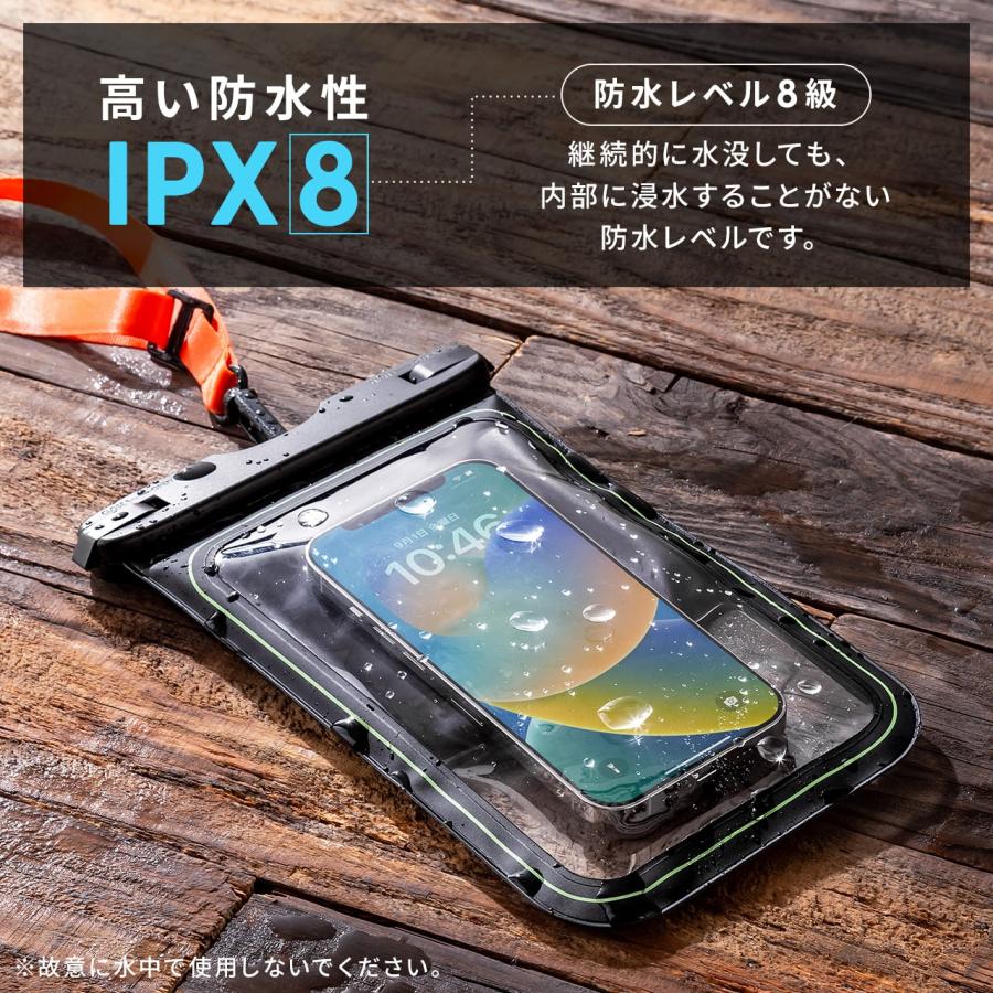 SANWA SUPPLY 防水ケース iPhone16 9インチ対応 完全防水 IPX8