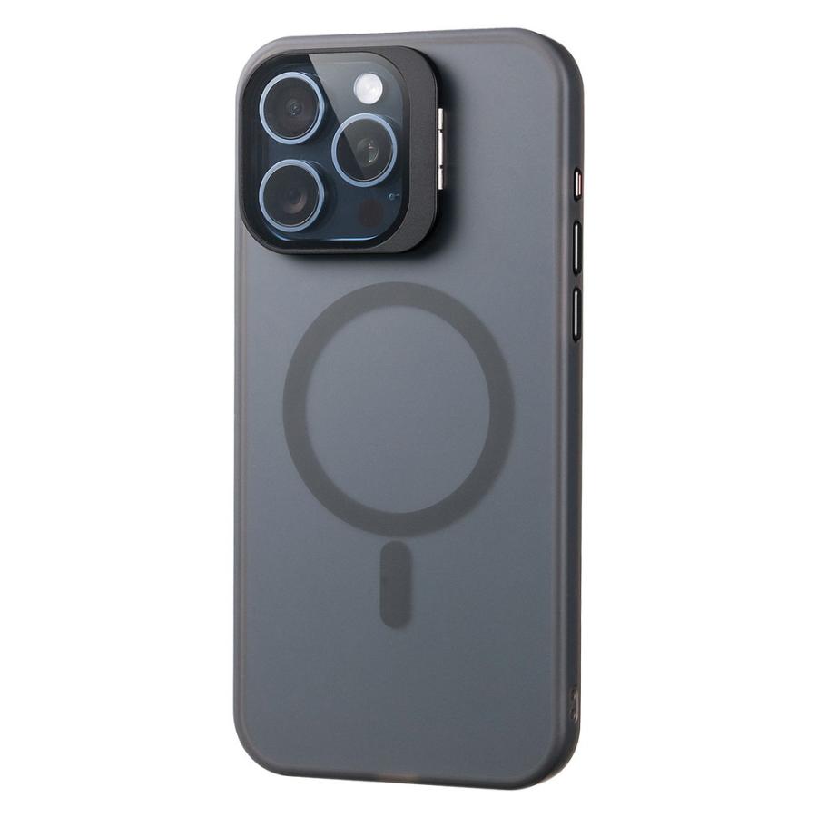 iPhone15 Pro Max 専用ソフトケース マットブラック 半透明 カメラカバー レンズカバー スタンド付き MagSafe対応 EZ2-SPC037BK ネコポス対応｜esupply｜09