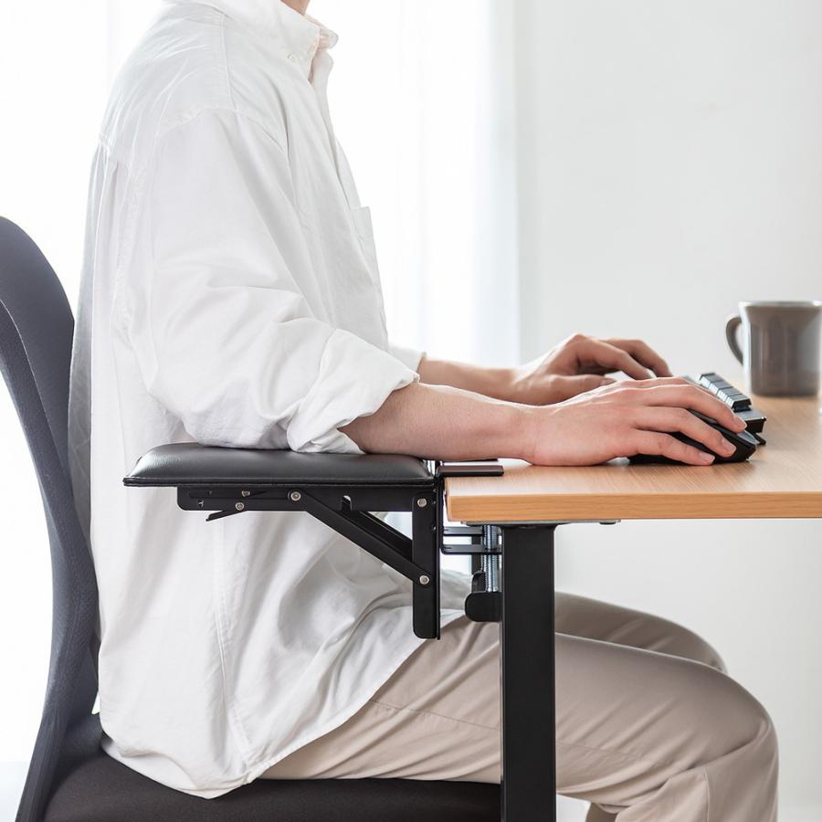 SANWA SUPPLY 肘置き クランプ 後付 折りたたみ 机拡張 テーブル