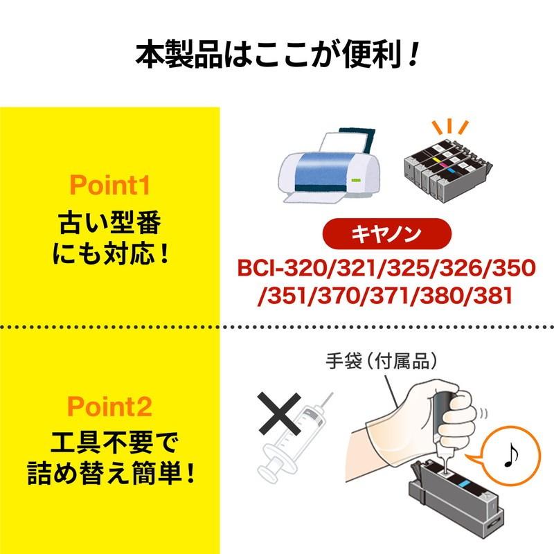 詰め替えインク BCI-320/321/325/326/350/351/370/371/380/381 6色セット 90ml EZ3-CBCIM90SET6｜esupply｜03