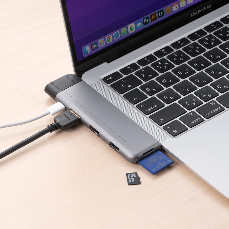 MacBook Pro 人気No.1 Air専用ドッキングステーション HDMI USB A Type-C EZ4-ADR328GPD SD  PD60W LAN接続 ネコポス対応 microSD