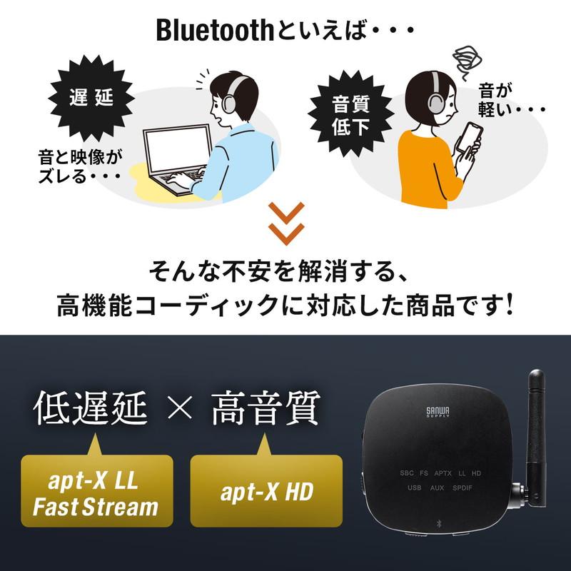 Bluetooth送信機 受信機 トランスミッター レシーバー 低遅延 ハイレゾ相当対応 3.5mm 光デジタル USB対応 EZ4-BTAD008｜esupply｜03