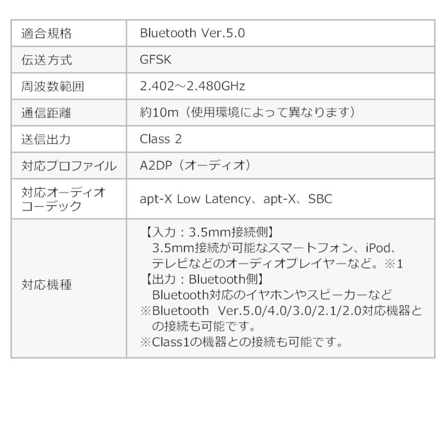 Bluetoothオーディオトランスミッター 送信機 テレビ 高音質 低遅延 apt-X LowLatency Bluetooth 5.0 USB電源 EZ4-BTAD010｜esupply｜12