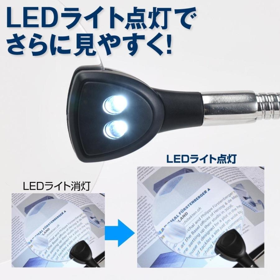 スタンドルーペ 拡大鏡 LEDライト付 クリップ対応 敬老の日 プレゼント EZ4-CAM019｜esupply｜04