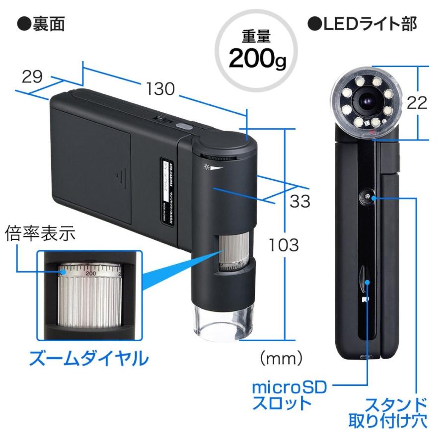 デジタル顕微鏡 マイクロスコープ 最大300倍 500万画素 EZ4-CAM025の画像