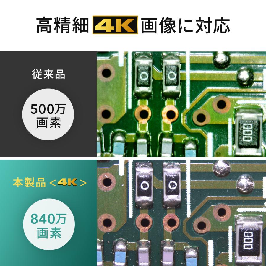 デジタルマイクロスコープ デジタル顕微鏡 オートフォーカス 4K 高画質 840万画素 USB接続 スタンド LED8灯 計測機能付専用ソフト Win専用 EZ4-CAM106｜esupply｜02