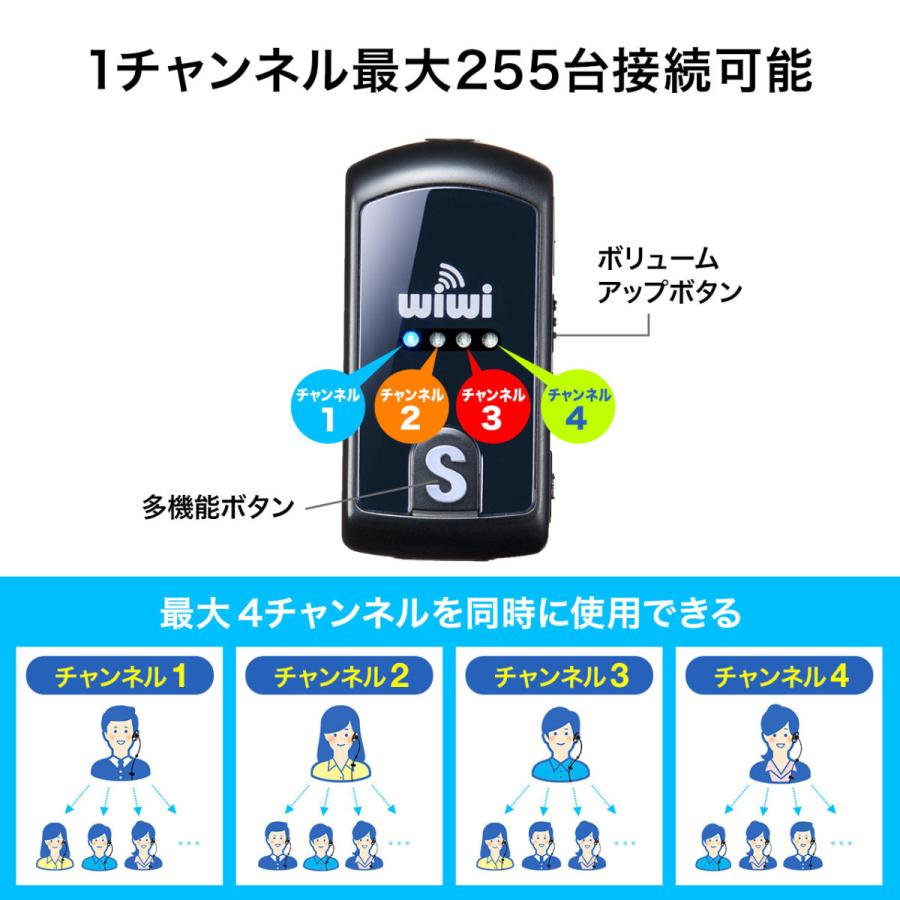 無線ガイドシステム  2台セット イヤホン マイク 添乗員 イベント ツアーガイド インカムシステム 会議 講義 多人数接続 最大255台接続 EZ4-HSGS001-2｜esupply｜09