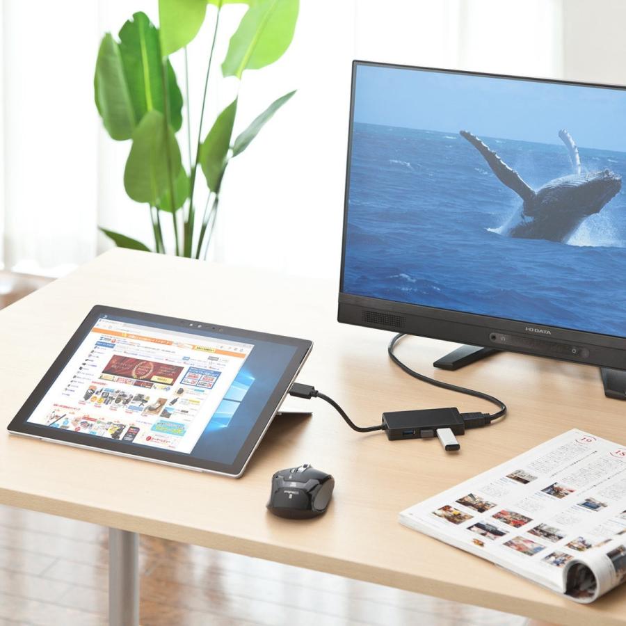 USB-HDMI変換アダプタ USB3.0ハブ付 ディスプレイ増設 デュアルモニタ ディスプレイアダプタ EZ4-HUB027の画像