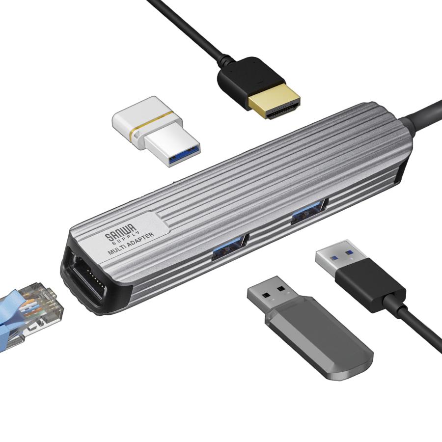 USBタイプCマルチ変換アダプタ HDMIポート LANポート USB3.2 Gen1×3ポート付き ケーブル長50cm EZ4-HUBC13GM｜esupply｜15