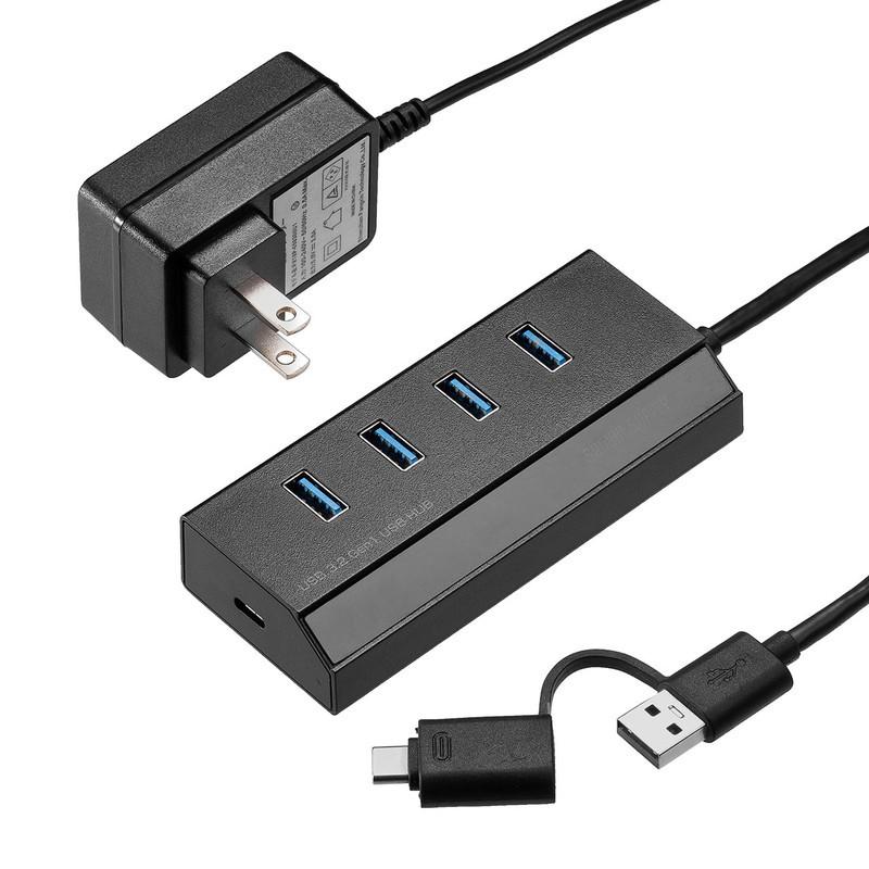 充電ポート付きUSBハブ 4ポートType-C変換アダプタ付き セルフパワー バスパワー 電源付き USB3.2 Gen1 卓上 ケーブル長1.2m EZ4-HUBS098BK｜esupply｜14