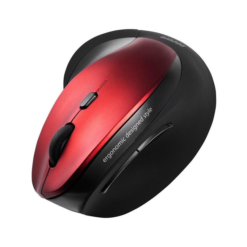 マウス エルゴノミクス ワイヤレス 無線 ブルーLED 5ボタン 静音 レッド 腱鞘炎防止 EZ4-MA092SR | SANWA SUPPLY | 18