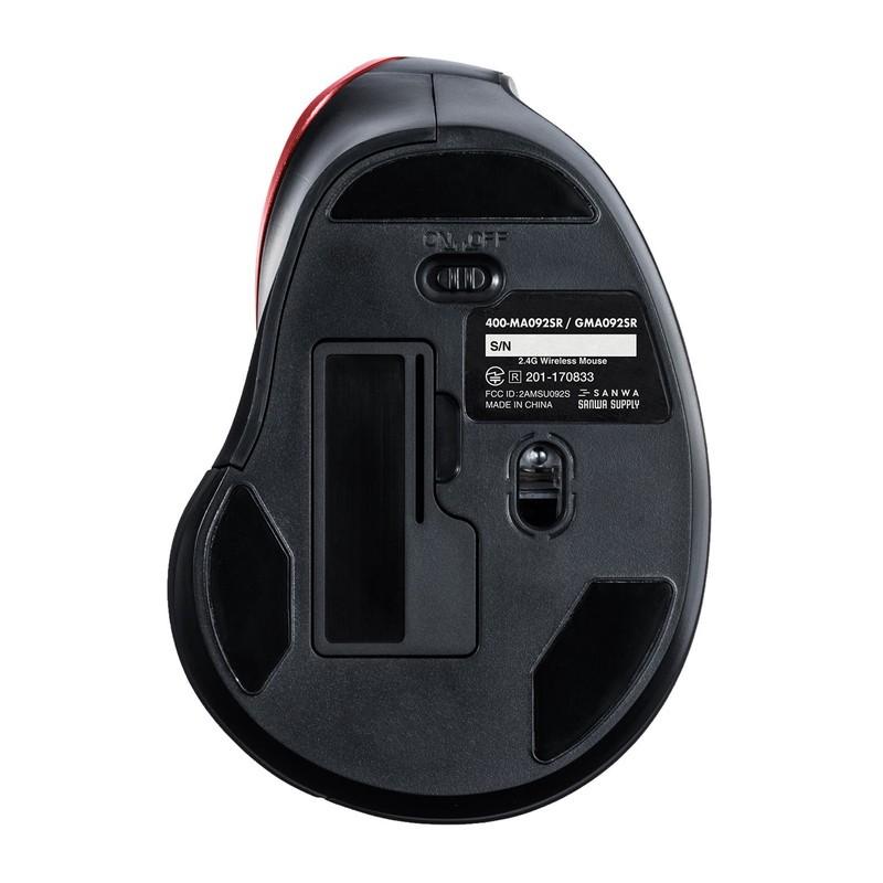マウス エルゴノミクス ワイヤレス 無線 ブルーLED 5ボタン 静音 レッド 腱鞘炎防止 EZ4-MA092SR | SANWA SUPPLY | 20