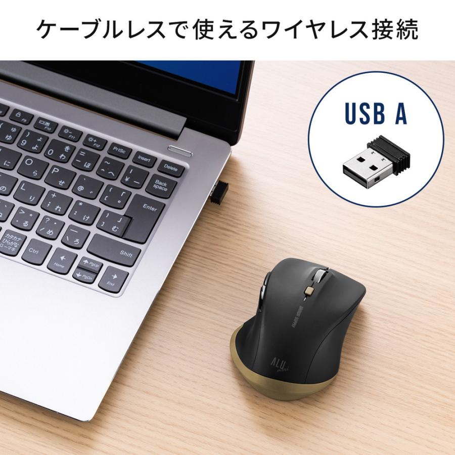 ワイヤレスマウス USB A 無線 小型 5ボタン 戻る進む アルミホイール 静音 ALUmini レッド EZ4-MAW159BKR｜esupply｜18