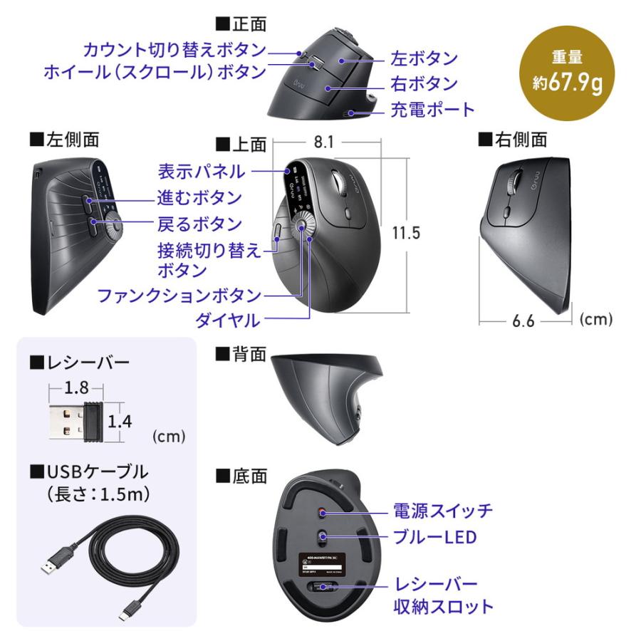SANWA SUPPLY（サンワサプライ） マウス Bluetooth 充電式 5ボタン