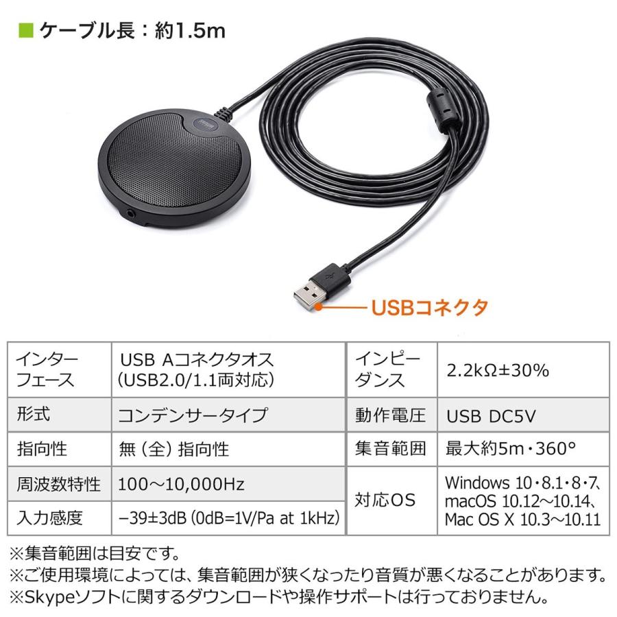 SANWA SUPPLY（サンワサプライ） WEB会議マイク USB接続 薄型 Skype