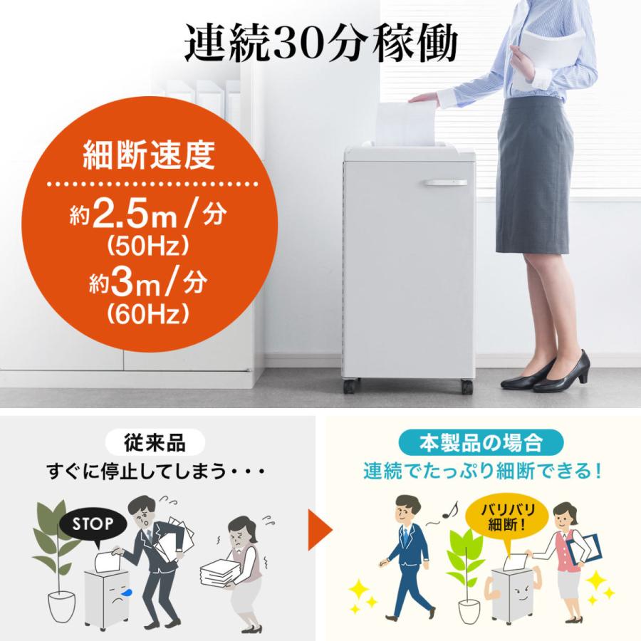 電動シュレッダー 業務用 電動 静音 クロスカットキャスター付き A4 カード メンテナンスオイル ゴミ袋 EZ4-PSD054の画像