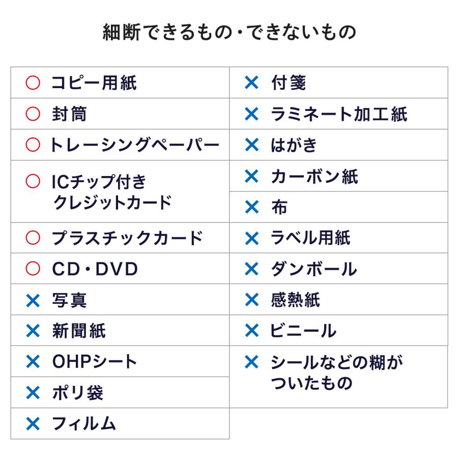 シュレッダー 静音 コンパクト パーソナルシュレッダー 電動 クロスカット ホッチキス対応 最大5枚 カード CD/DVD 9L ホワイト EZ4-PSD062W_12