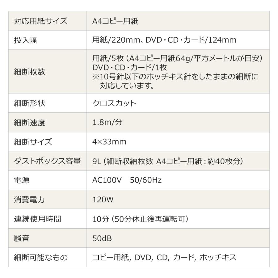 シュレッダー 静音 コンパクト パーソナルシュレッダー 電動 クロスカット ホッチキス対応 最大5枚 カード CD/DVD 9L ホワイト EZ4-PSD062W_13