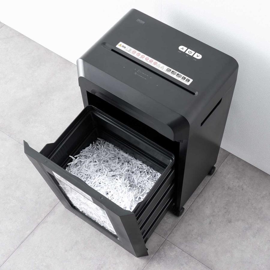 クロスカットシュレッダー 大容量30L A3対応 最大13枚同時細断 4×40mm CD/DVD対応 カード対応 情報漏洩対策 EZ4-PSD073BKの画像
