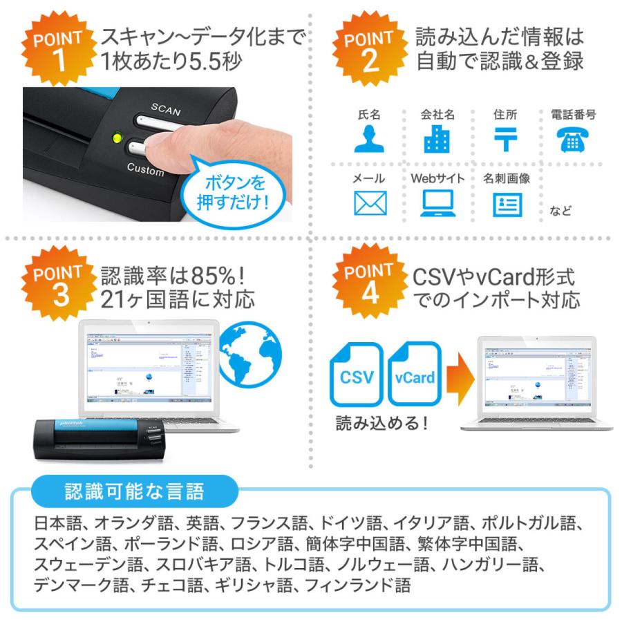 SANWA SUPPLY（サンワサプライ） 名刺スキャナー 管理ソフト付き 複数
