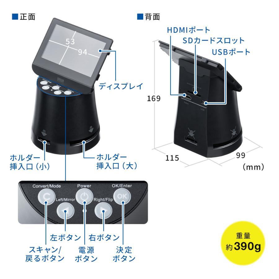 フィルムスキャナー APSフィルム 35mm 8mmフィルム対応 ネガポジ対応 デジタル化 HDMI出力 テレビ出力対応 ネガスキャナー EZ4-SCN066｜esupply｜13