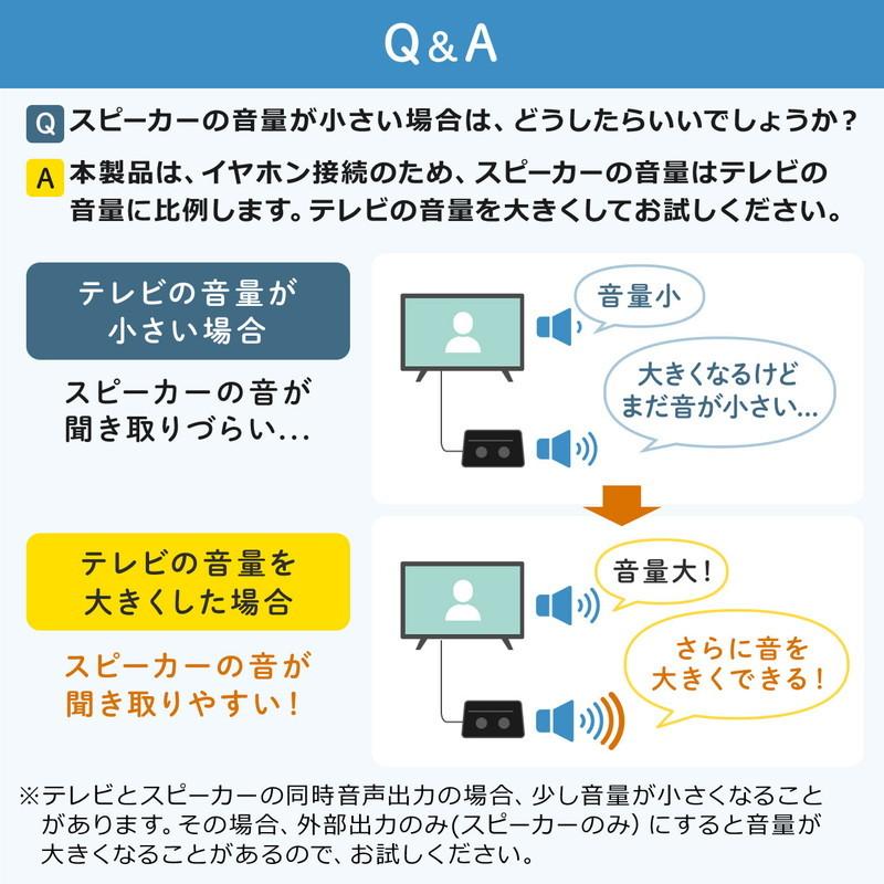 テレビスピーカー 手元スピーカー 有線 TV用手元延長スピーカー 電池式 USB給電対応 ホワイト EZ4-SP087W｜esupply｜16