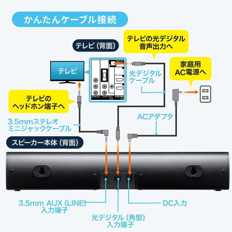 スピーカー サウンドバー テレビ PC タブレット 高音質 高出力50W Bluetooth対応 コンパクト 41cm EZ4-SP088｜esupply｜10