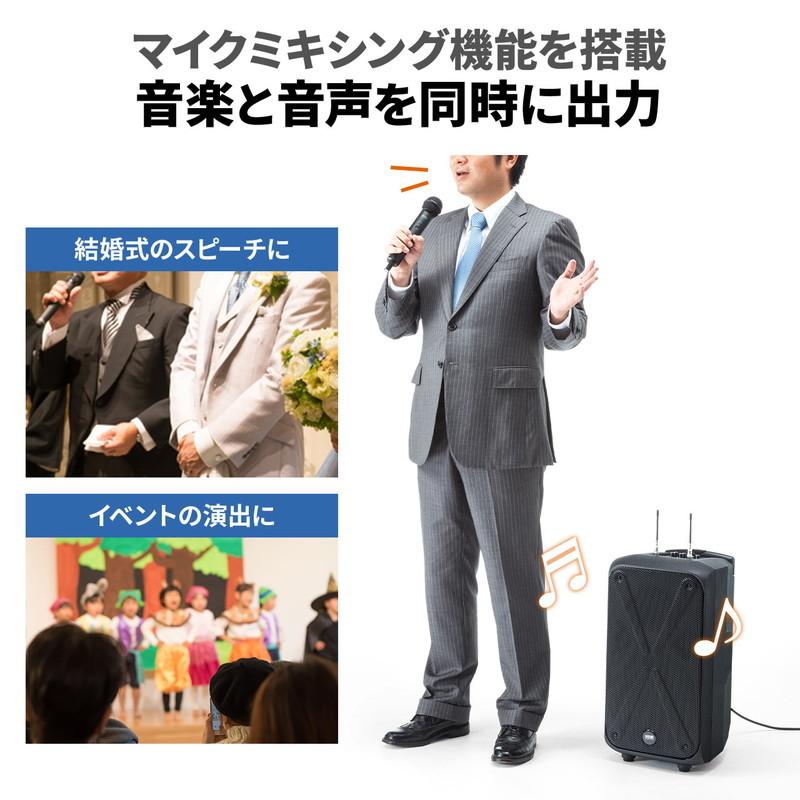 ワイヤレスマイク スピーカーセット PAシステム 拡声器 ワイヤレスマイク2本付 会議/イベント対応 授業 飛散 飛沫防止 EZ4-SP093の画像