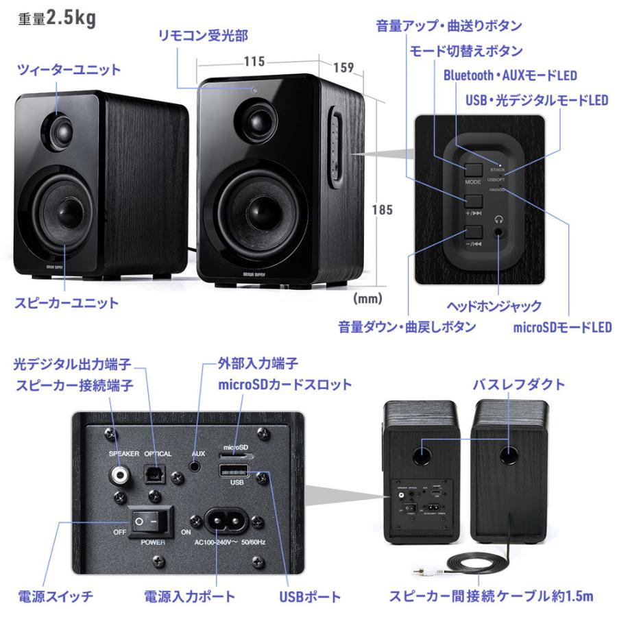 SANWA SUPPLY ワイヤレススピーカー Bluetooth アンプ内蔵 高 SANWA SUPPLY ワイヤレススピーカー Bluetooth アンプ内蔵 高