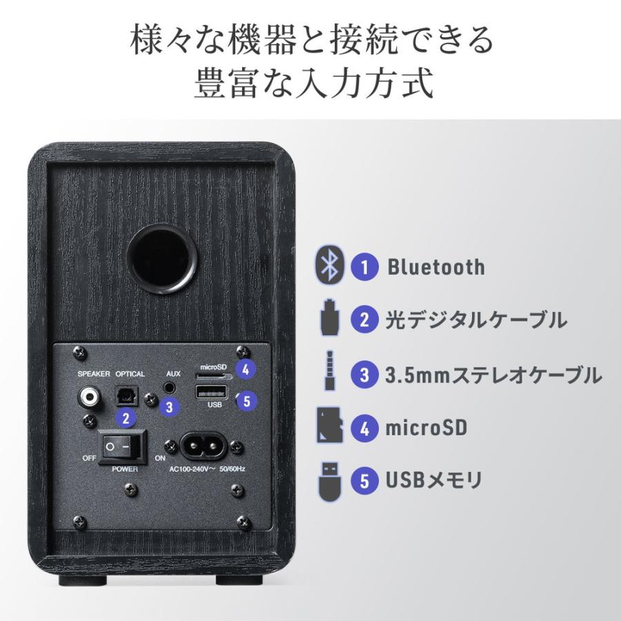 ワイヤレススピーカー  Bluetooth アンプ内蔵 高出力80W 光デジタル 3.5mmステレオ接続 USBメモリ microSD対応 リモコン付 EZ4-SP104｜esupply｜06