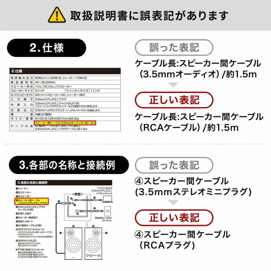 PCスピーカー 木製2chスピーカー 60W 高音調整可 3Dサラウンド 内蔵AC電源 省スペース ツィーター AUX 3.5mm 前面ヘッドホン端子 EZ4-SP114 | SANWA SUPPLY | 11