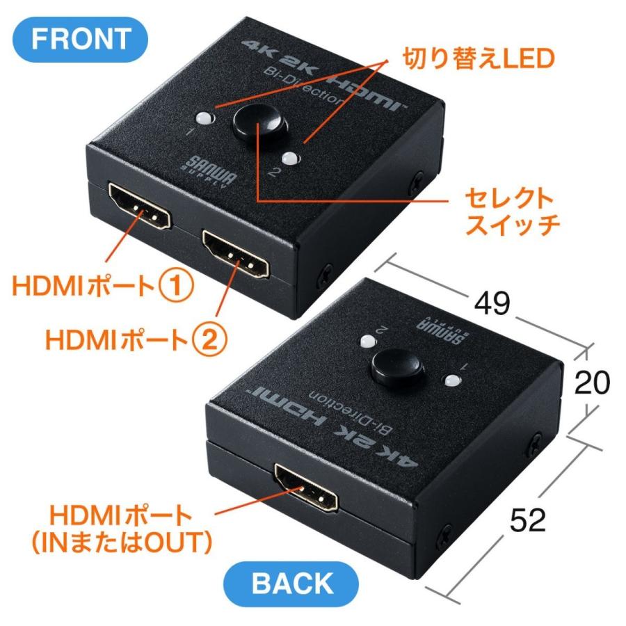 SANWA SUPPLY（サンワサプライ） HDMI切替器 双方向 2入力1出力 1入力2