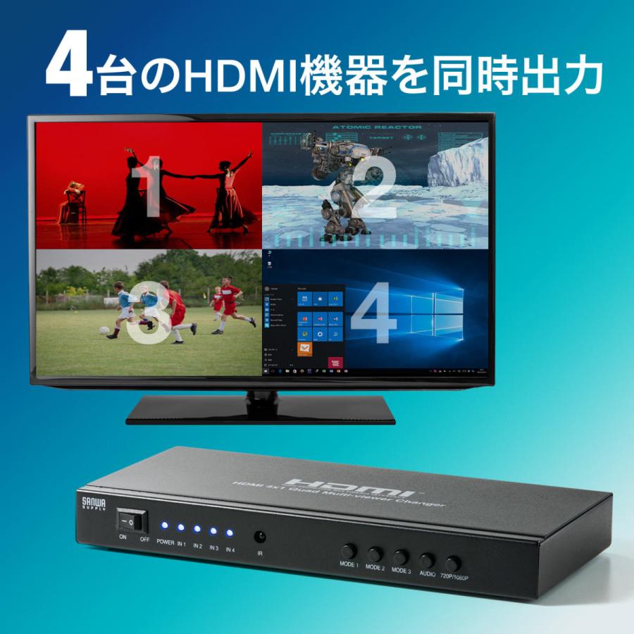 SANWA SUPPLY HDMI切替器 画面分割 4入力1出力 4画面分割 マルチ SANWA SUPPLY HDMI切替器 画面分割 4入力1出力 4画面分割 マルチ