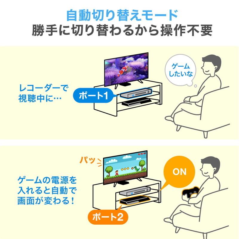 HDMI切替器 3入力1出力 4K/60Hz HDR HDCP2.2 自動切替 手動切替 固定用マグネット付 PS5対応 EZ4-SW035｜esupply｜07