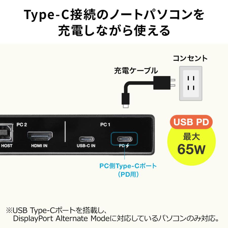 パソコン切替器 ドッキングステーション 2台切替 USB タイプC HDMI USB PD USBキーボード USBマウス テレワーク EZ4-SW037｜esupply｜08