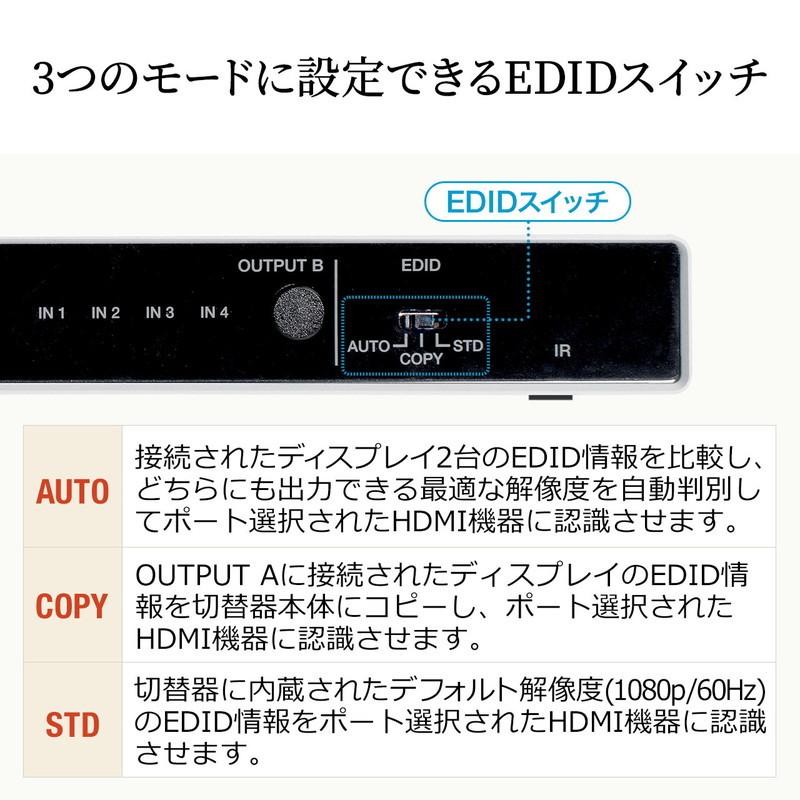 HDMI切替分配器 マトリックス 4入力2出力 4K 60Hz HDR HDCP2.2 光デジタル リモコン付 PS5対応 EZ4-SW039｜esupply｜11