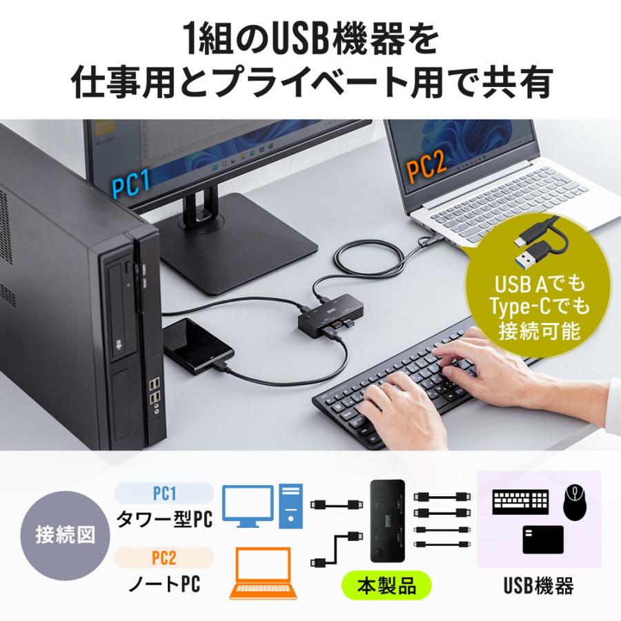 SANWA SUPPLY（サンワサプライ） USB切替器 2系統4ポート USB A/Type C