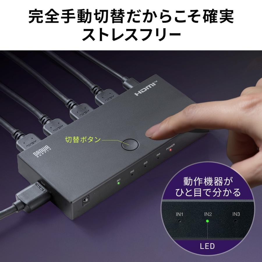 SANWA SUPPLY（サンワサプライ） HDMI切替器 4入力1出力 リモコン操作
