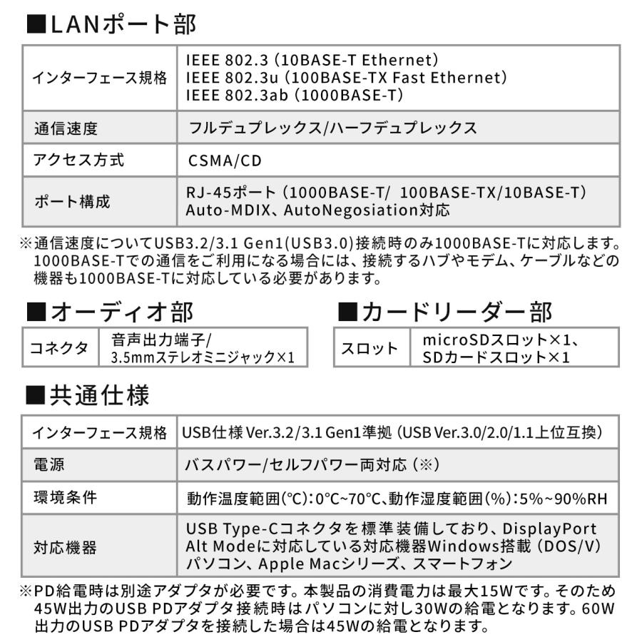 USB Type-Cドッキングステーション USB PD100W対応 USB3.2/3.1 Gen1 HDMI DisplayPort VGA 2画面同時出力 EZ4-VGA017｜esupply｜15