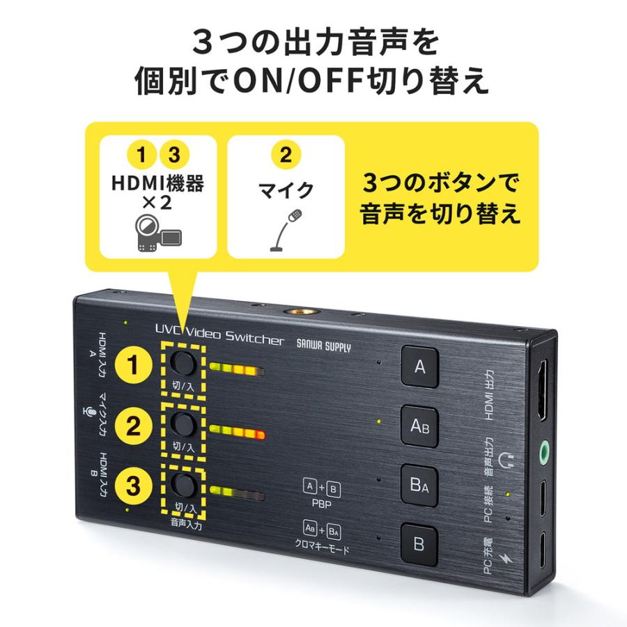 SANWA SUPPLY（サンワサプライ） HDMIキャプチャー 2入力 2台映像同時