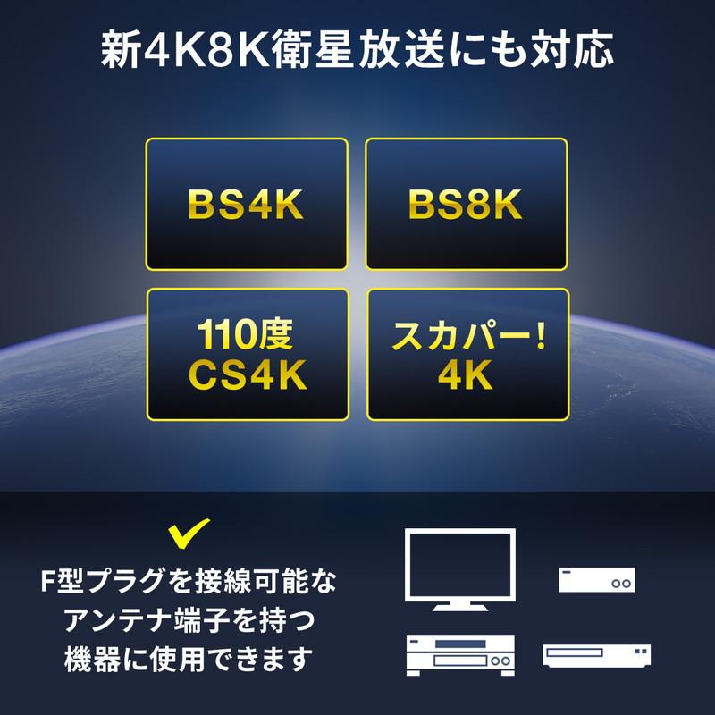 アンテナケーブル 極細 3m 4K対応 8K対応 S-2.5C-FB 片側L字 ねじ式 アンテナコード 同軸ケーブル ホワイト EZ5-AT001-3W ネコポス対応｜esupply｜05