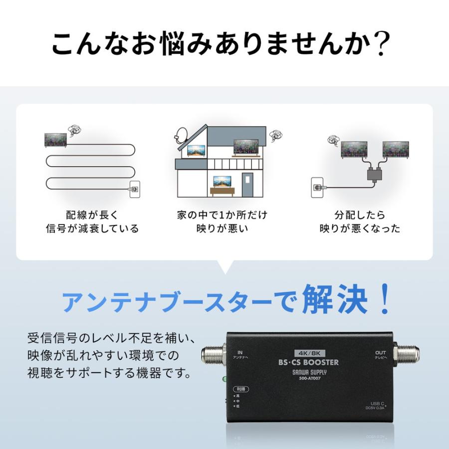 BS.110度CS 地上デジタル対応室内ブースタ SANWA SUPPLY（サンワサプライ） アンテナブースター BS/CS放送専用