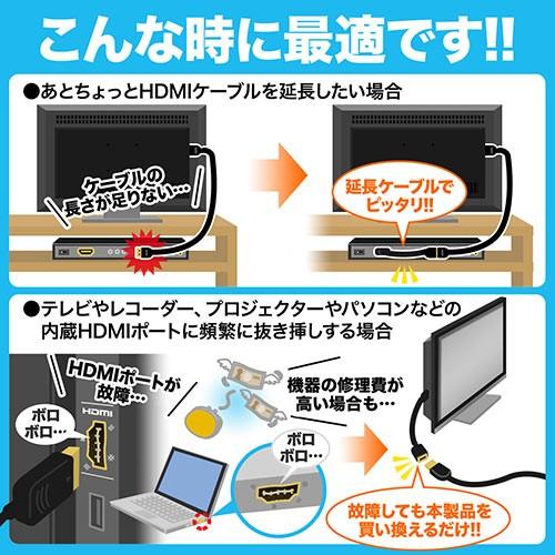 抜けにくいHDMI延長ケーブル 50cm ラッチ搭載  4K/30Hz・3D・ARC対応 タイプＡオス・タイプＡメス ブラック EZ5-HDMI014-05｜esupply｜13